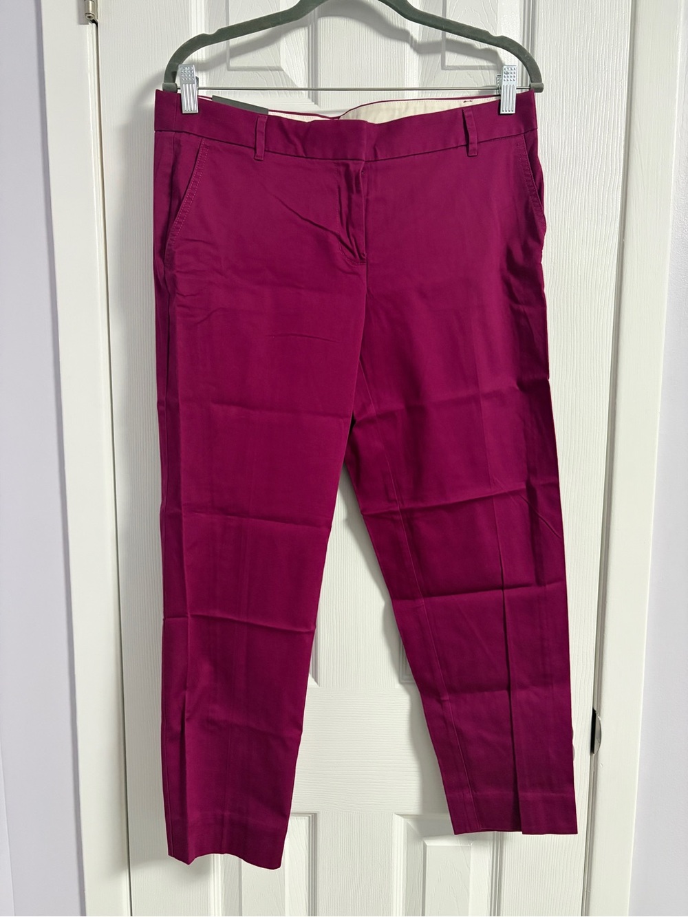 J. Crew Raspberry Skimmer Pant City Fit Straight-Leg Trousers